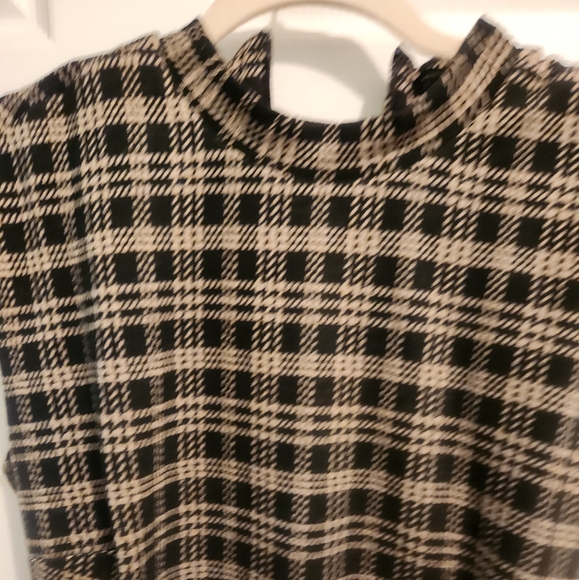 Ann Taylor Plaid Black and Taupe Dress - Picture 2 of 5